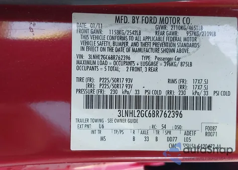 2011 Lincoln Mkz z USA, uszkodzony, nr VIN 3LNHL2GC6BR762396